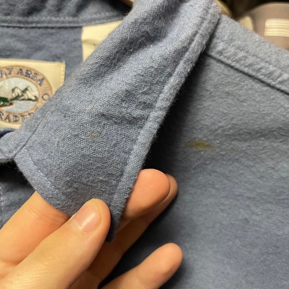 vintage 90s 2000s casual blue button up collared long sleeve flannel w/ pockets - Picture 5 of 8